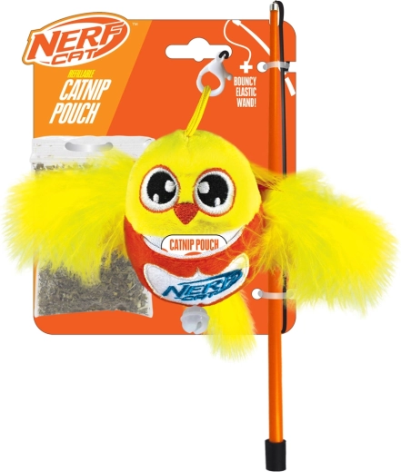 Nerf Cat λούτρινο πουλάκι με καμπανάκι σε ραβδί 9 cm