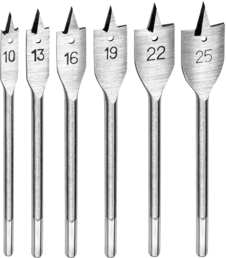 Σετ επίπεδων τρυπανιών ξύλου DREL 10–25 mm, 6 τεμάχια