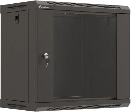 Επιτοίχιο rack cabinet Lanberg 19" 540 × 350 mm, μαύρο, γυάλινη πόρτα (flat pack)