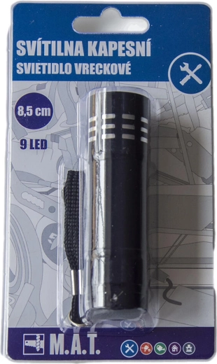 Αλουμινένιος LED φακός τσέπης 9 LED, μαύρος, 8,5 cm