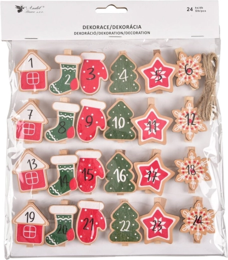 Ξύλινα μανταλάκια για ημερολόγιο Advent (24 τεμ.)
