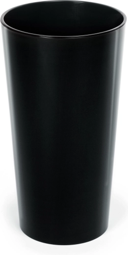 Γλάστρα Lilia 30 cm με ένθετο, μαύρη γυαλιστερή
