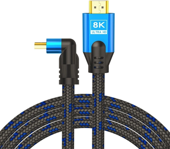 Καλώδιο HDMI v2.1 γωνιακό 1,8 m 8K Ethernet 24k επιχρυσωμένοι ακροδέκτες μπλε-μαύρο