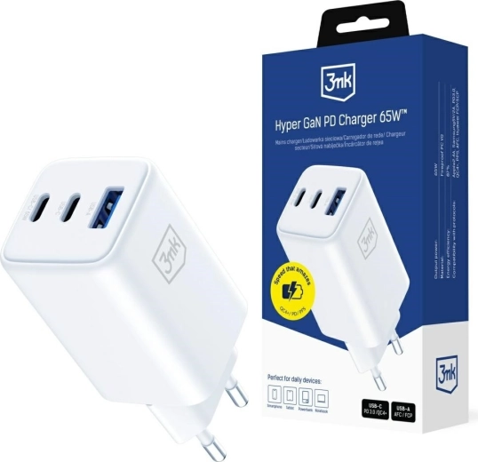 3mk Hyper GaN φορτιστής 65 W λευκός