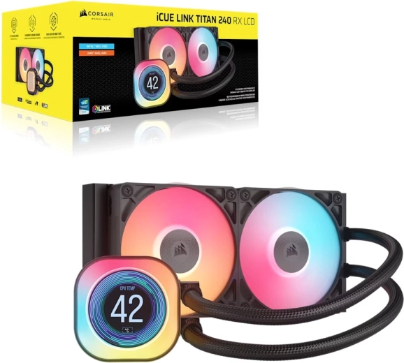 Corsair iCUE Link Titan 240 RX RGB AIO υδρόψυξη επεξεργαστή 240 mm με LCD