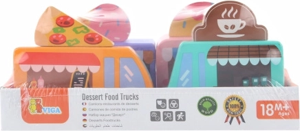 Ξύλινο σετ food truck Viga – 4 οχήματα για μικρούς ζαχαροπλάστες