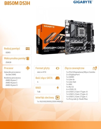 Gigabyte B850M DS3H – μητρική πλακέτα AM5 για gaming