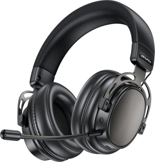 Ασύρματα ακουστικά κεφαλής AWEI AT36 Bluetooth 5.4 με μικρόφωνο, μαύρα
