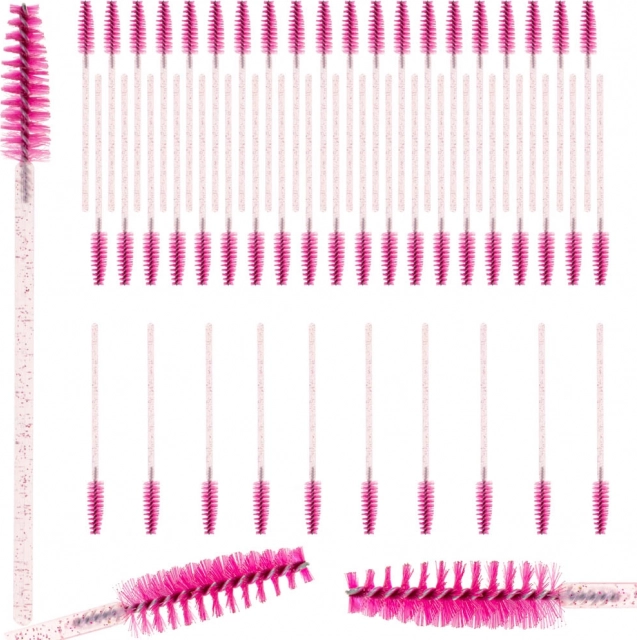 Σετ σπειροειδών βουρτσών για βλεφαρίδες και φρύδια – 50 τεμ., ροζ