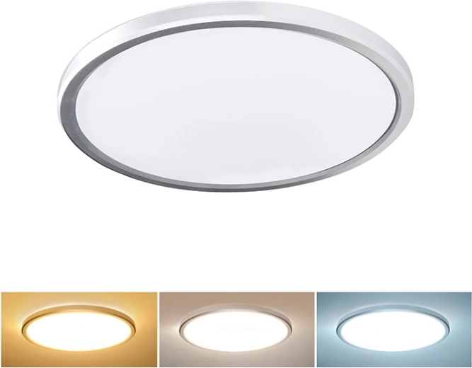Solight LED φωτιστικό οροφής Acate IP54 24 W 2160 lm 3CCT 30 cm ασημί