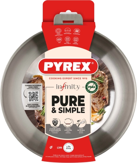 Τηγάνι Pyrex Infinity 24 cm με αποσπώμενη ανοξείδωτη λαβή