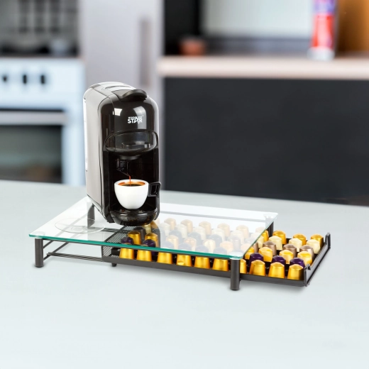 Μεταλλική βάση για κάψουλες καφέ Nespresso για 60 κάψουλες, μαύρη
