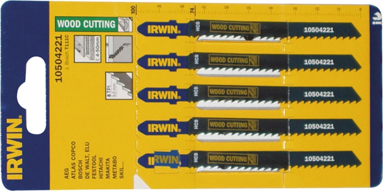 Σετ λάμες σέγας IRWIN HCS T111C για ξύλο και πλαστικό, 100 mm (5 τεμ.)