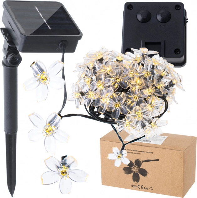 Ηλιακά φώτα κήπου σε σχήμα λουλουδιών 7m 50 LED ζεστό λευκό