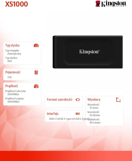 Εξωτερικός δίσκος SSD KINGSTON XS1000 1 TB USB 3.2 Gen 2