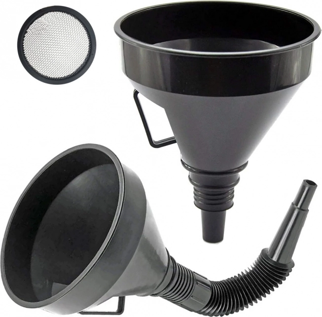 Μεγάλη πλαστική χοάνη καυσίμου με σίτα