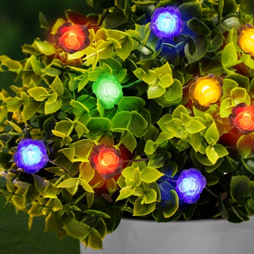 Ηλιακή φωτεινή γιρλάντα LED με λουλούδια, 2,3 m, 20 πολύχρωμα LED