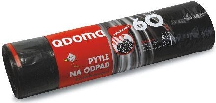 Σακούλες απορριμμάτων με κορδόνι σύσφιξης 60 l, μαύρες (15 τεμ.)