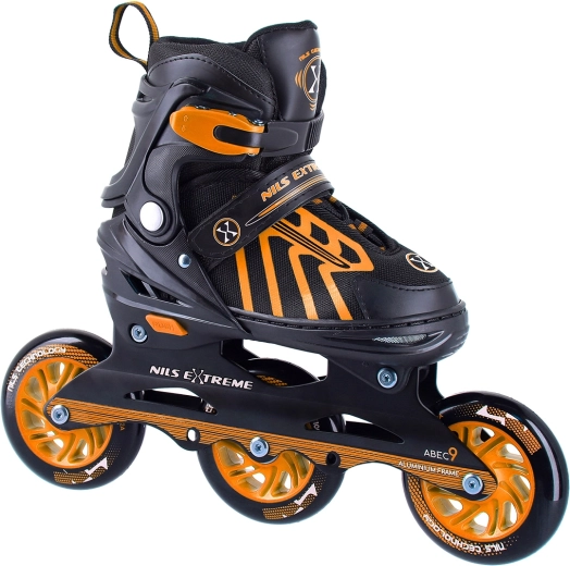 Πατίνια inline NILS Extreme με τρεις τροχούς 100 mm, πορτοκαλί - μέγεθος 29-33