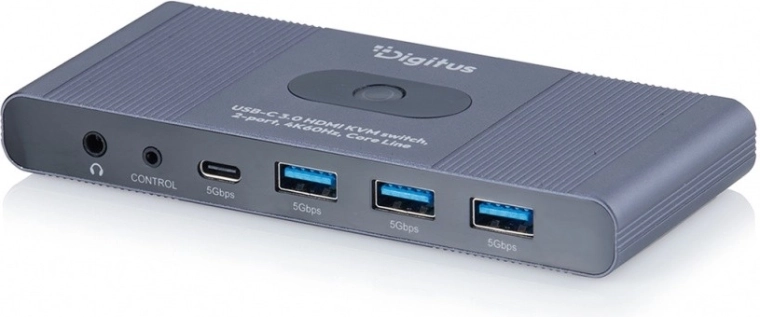 Διακόπτης KVM Digitus HDMI 2×1 4K 60 Hz με USB 3.0 και ήχο (σειρά Core Line) - 1 τεμάχιο