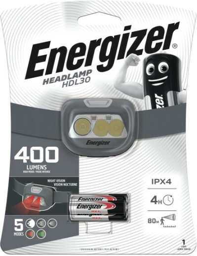 Επαναφορτιζόμενος φακός κεφαλής Energizer HDL30 400 lm, και για AAA