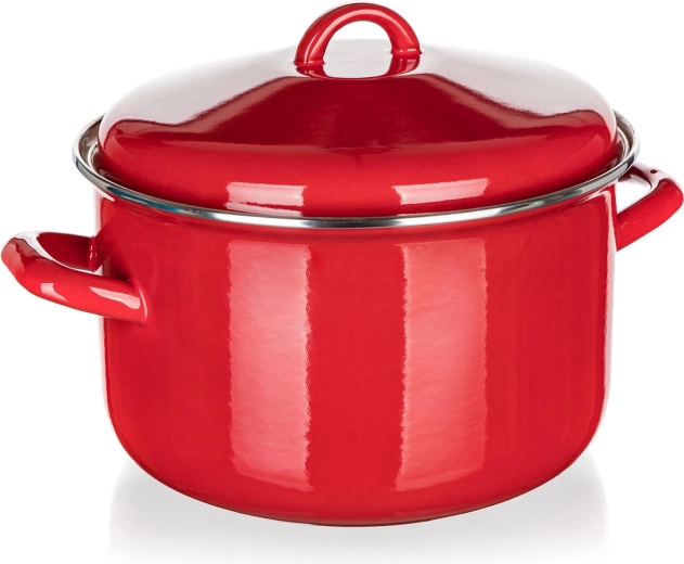 Εμαγιέ κατσαρόλα με καπάκι 24 cm 5,9 l Milton κόκκινη