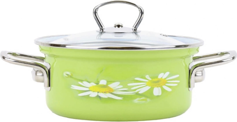 Σμάλτινη κατσαρόλα BELIS Daisy 24 cm με γυάλινο καπάκι, 4,5 l