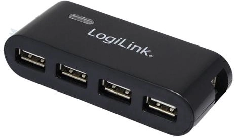 USB 2.0 hub με 4 θύρες και τροφοδοτικό, μαύρο