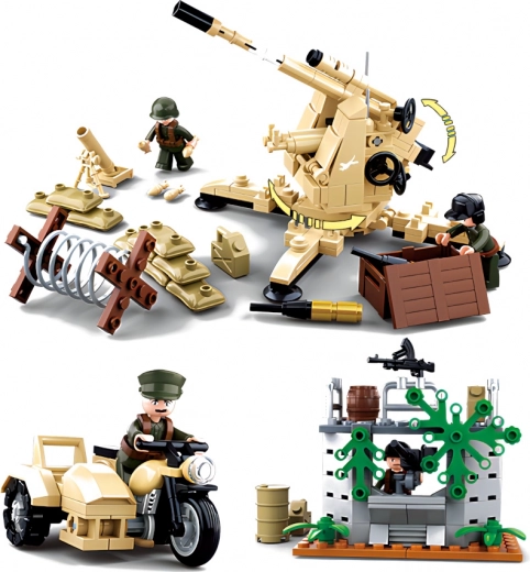 Αντιαεροπορική άμυνα και μοτοσικλέτα με πλευρικό καλάθι