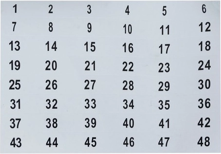 48 γάντζοι και αριθμητική σήμανση