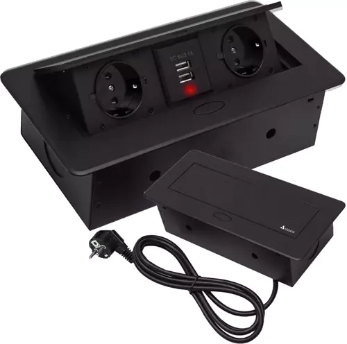 Διπλή πρίζα Schuko + 2 USB για γρήγορη φόρτιση