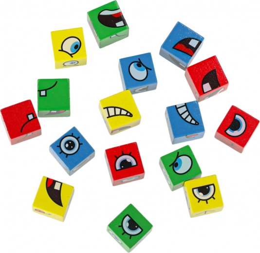 Χρωματιστά ξύλινα τουβλάκια με μάτια και στόματα