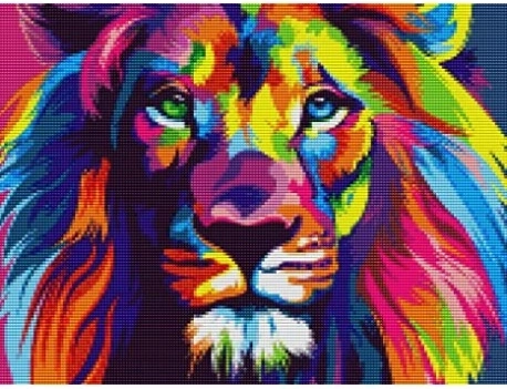 Λαμπερό μοτίβο ουράνιο-τόξο λιοντάρι