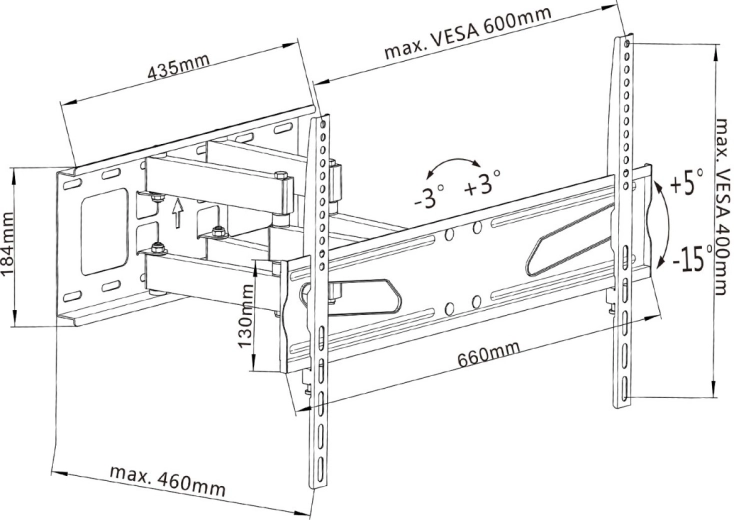Καθολική στερέωση με υποστήριξη VESA έως 600×400