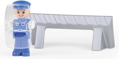 Φιγούρα αστυνομικού και οδικό εμπόδιο