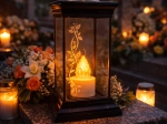 Ηλιακό φανάρι με κερί LED 14 × 14 × 28 cm