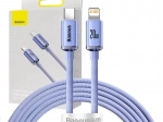 Baseus Crystal καλώδιο USB‑C σε Lightning 2 m, 20 W PD, μωβ
